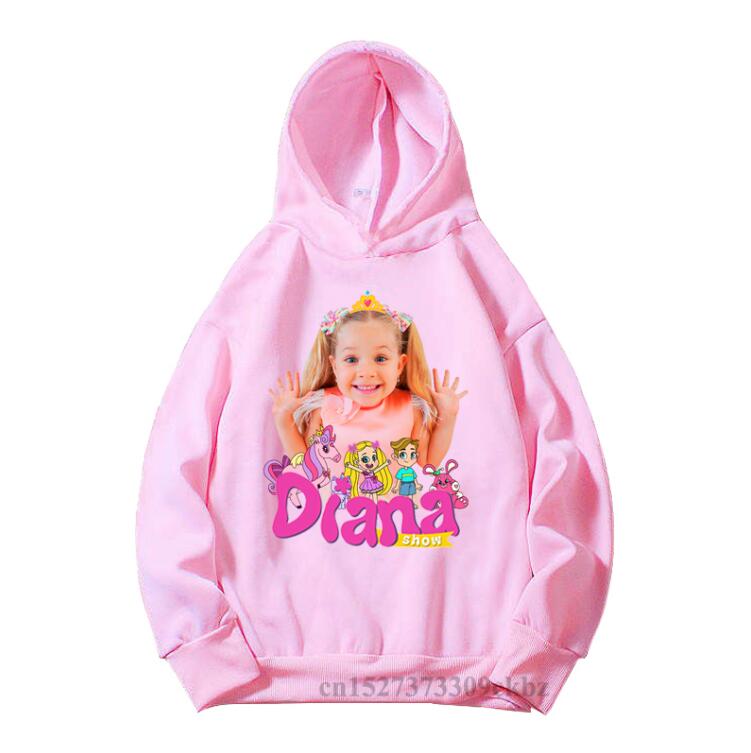 

Girls Hoodie New Cute The Kids Diana And Roma Show Cartoon Print Kid'S Autumn Fashion Girls Pink Clothes Tops Sweatshirt Coat