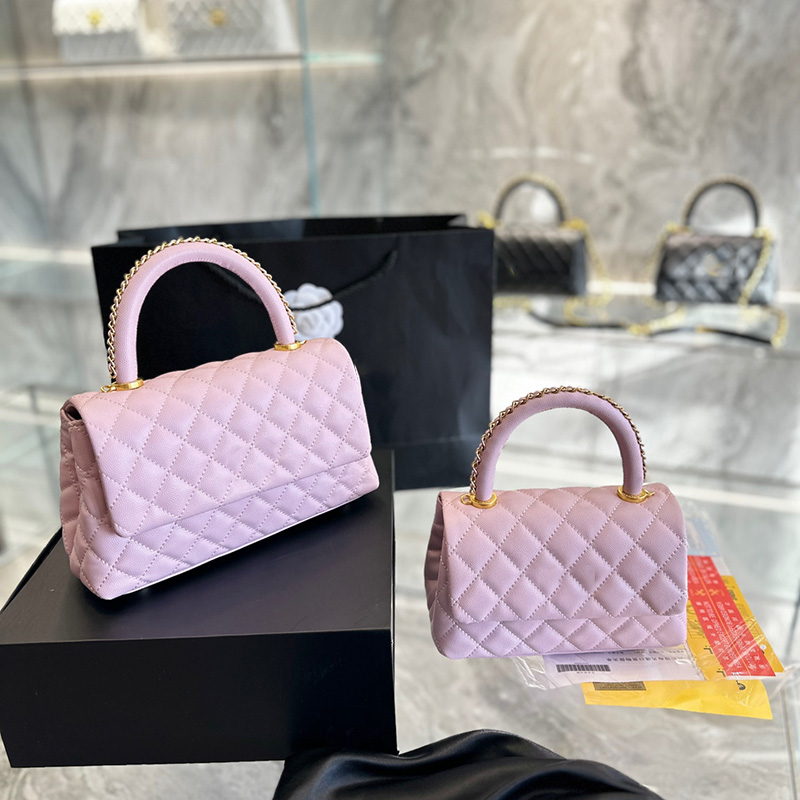 

Designer Top Weave Co Handle Tote Calfskin Bags Cross Body Classic Mini Flap Quilted Caviar Leather Multi Pochette Handbags GHW Shoulder Turn Lock Purse 20CM/24CM, Box