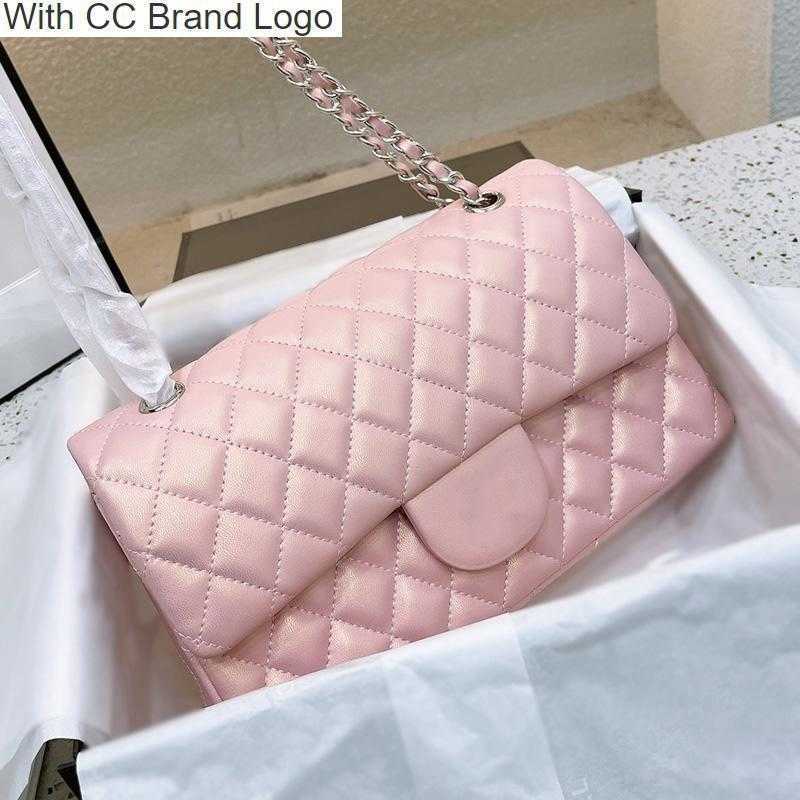 

Luxury CC Shoulder Bags 2023Ss Iridescent Pearly Pink Classic Double Flap Bags With Silver Metal Hardware Chain Crossbody Shoulder Luxury Designer Tote Multi Po, White gold