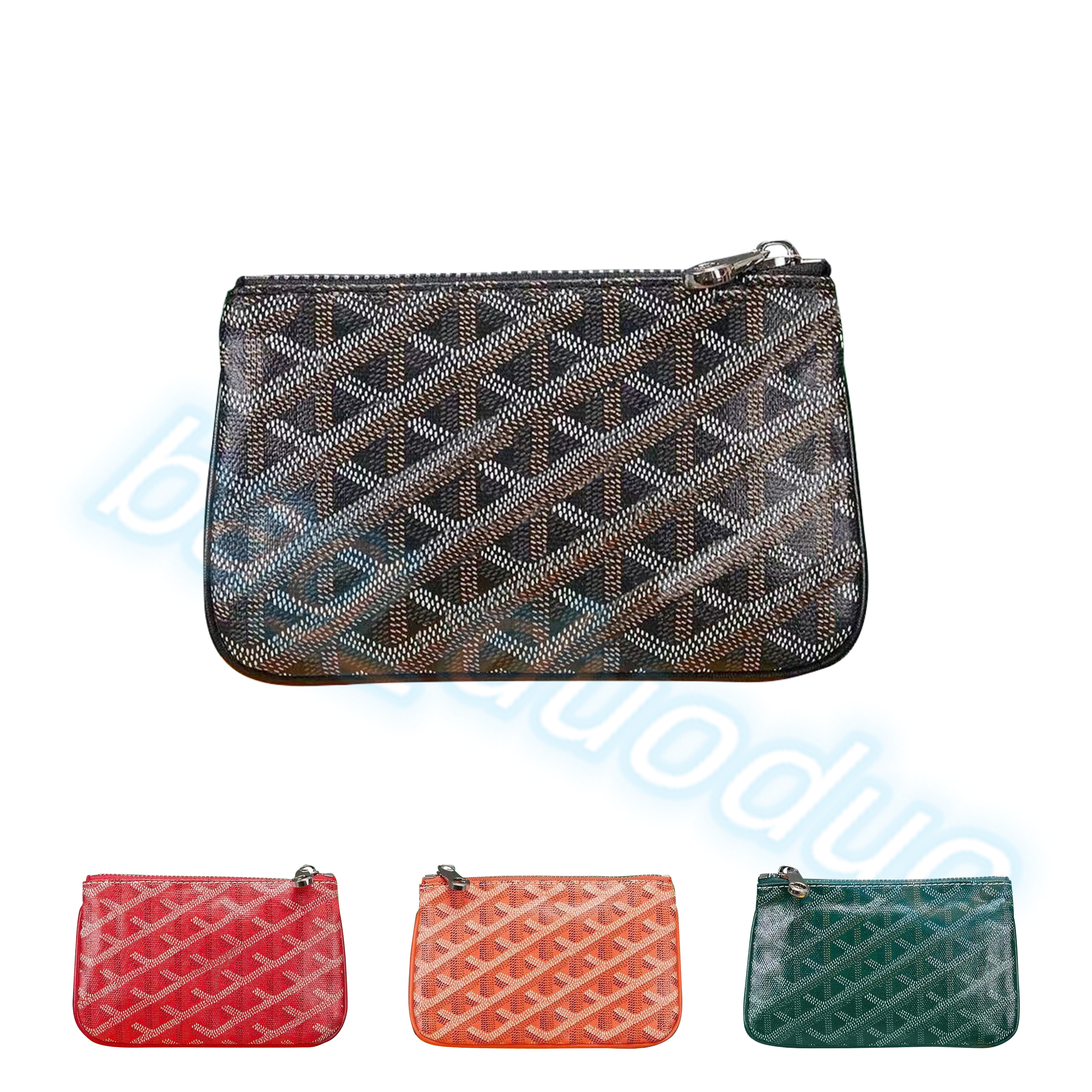 

keychain Leather zipper Gy key pouch wristlets Mini Wallet Pochette small wallets coin purses bag cards holder Womens mans Designer with box fashion wallets, Red