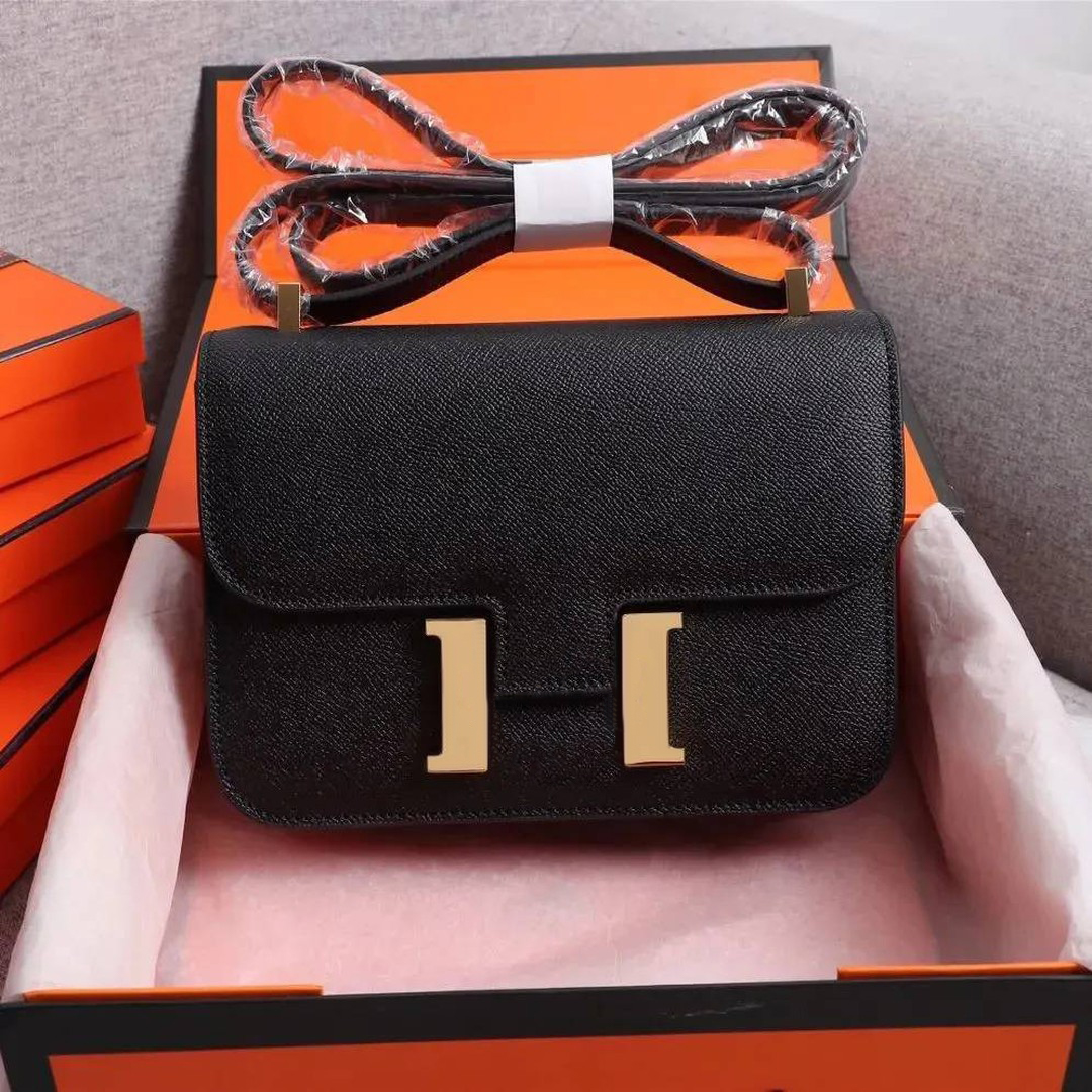 

Women's mens Constances nato bag Metal sign crossbody Tofu bag Classic clutch flap hermee Genuine leather Luxury Designer tote pochette handbag Shoulder Bags wallet, Orange