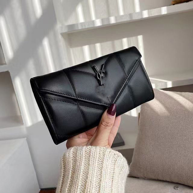 

Designer Cassandre Card Holder Envelope Handbags Qualited Purse In Grain DE Poudre Embossed Leather Flap wallets Plain purse Clutch Bag, Red-14*10cm