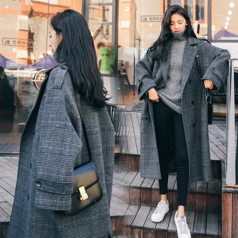 

Women's Jackets Cape Femme Coat Woman Thick Winter Loose Woolen Korean Jacket Female Coats Wool Blends Overcoat Jaket Women 230223, Dark grey