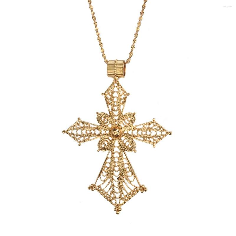 

Pendant Necklaces Ethiopian Big Cross For Women Eritrea Africa Ethnic Chain Jewelry