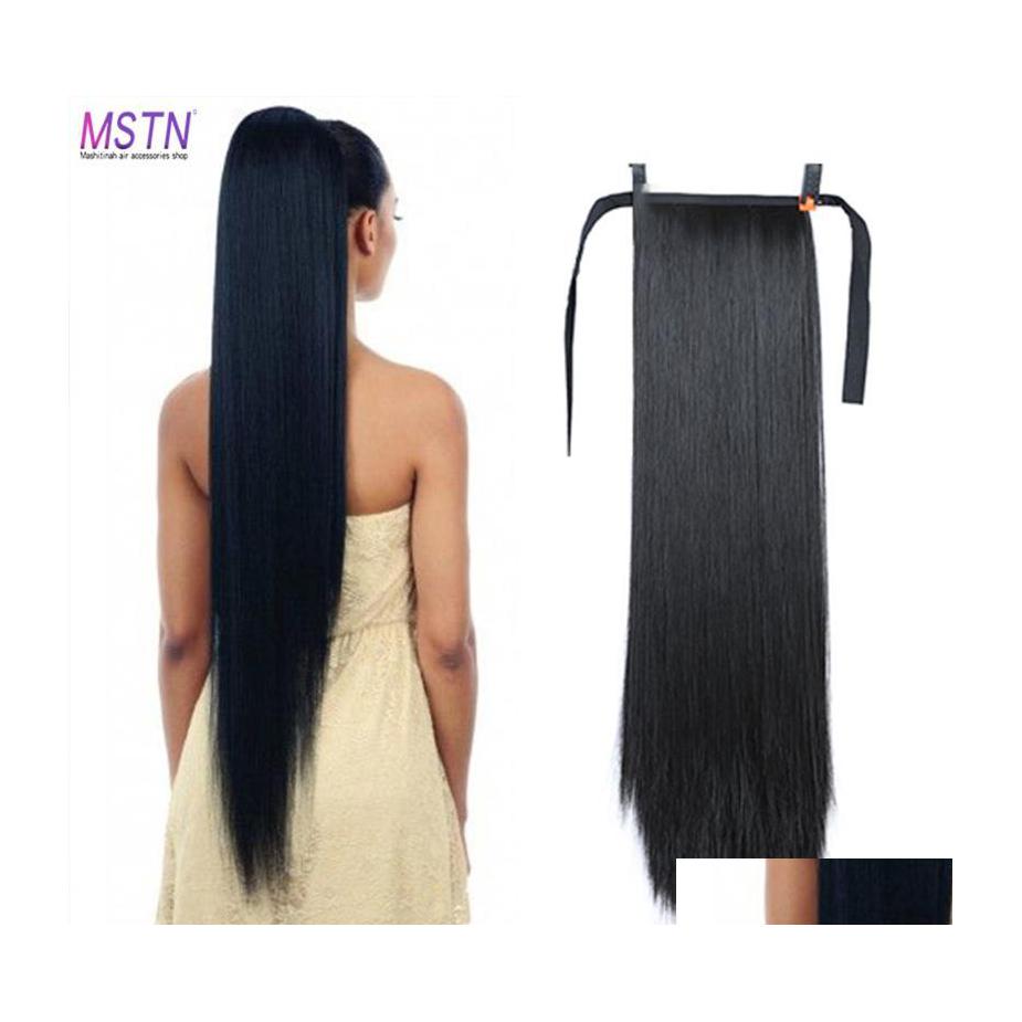 

Synthetic Wigs Mstn 30Inch Hair Fiber Heatresistant Straight With Ponytail Fake Chipin Pony Tail Wig Drop Delivery Products Dhoi1, J107