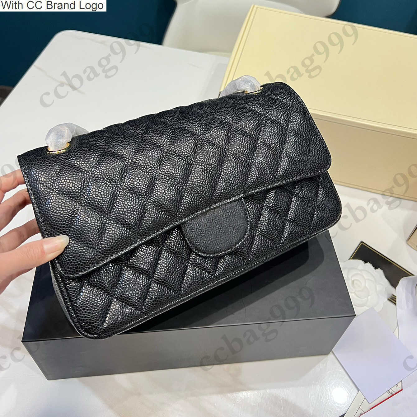

CC Cross Body Women Vintage Top Black Cowhide Double Flap Bag Classic Jumbo Quilted Metal Hardware Chain Multi-pocket Crossbody Designer Large Capacity Luxurys, Box