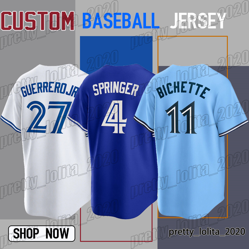 

27 Vladimir Guerrero Jr Baseball Jersey Bo Bichette George Springer Alek Manoah Kevin Gausman Jerseys Daulton Varsho Whit Merrifield Kevin Kiermaier Danny Jansen, Woman custom jersey (ln)