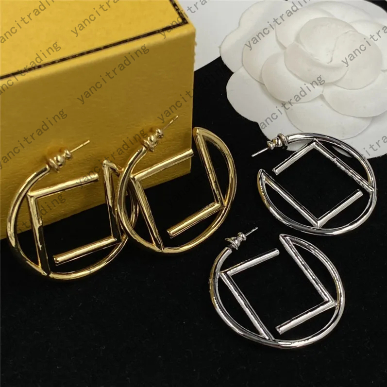 

Trendy Brand Letter Stud Gold Designer Earrings for Women Silver Hoop Earring Party Show Date Jewelry Ladies Party Gifts