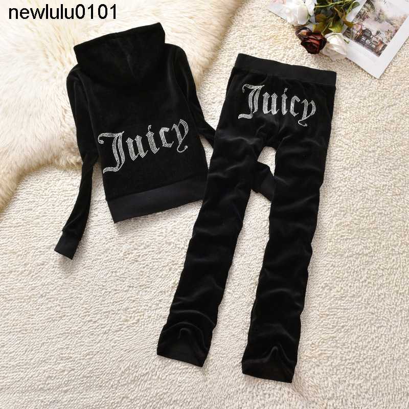 

Designer Juicy Corture Women's Tracksuits Velevt Two Piece Set Diamonds Hoodie Crop Jacket and Joggers Pants Outfits Streetwear Jogging, 7390 lake blue