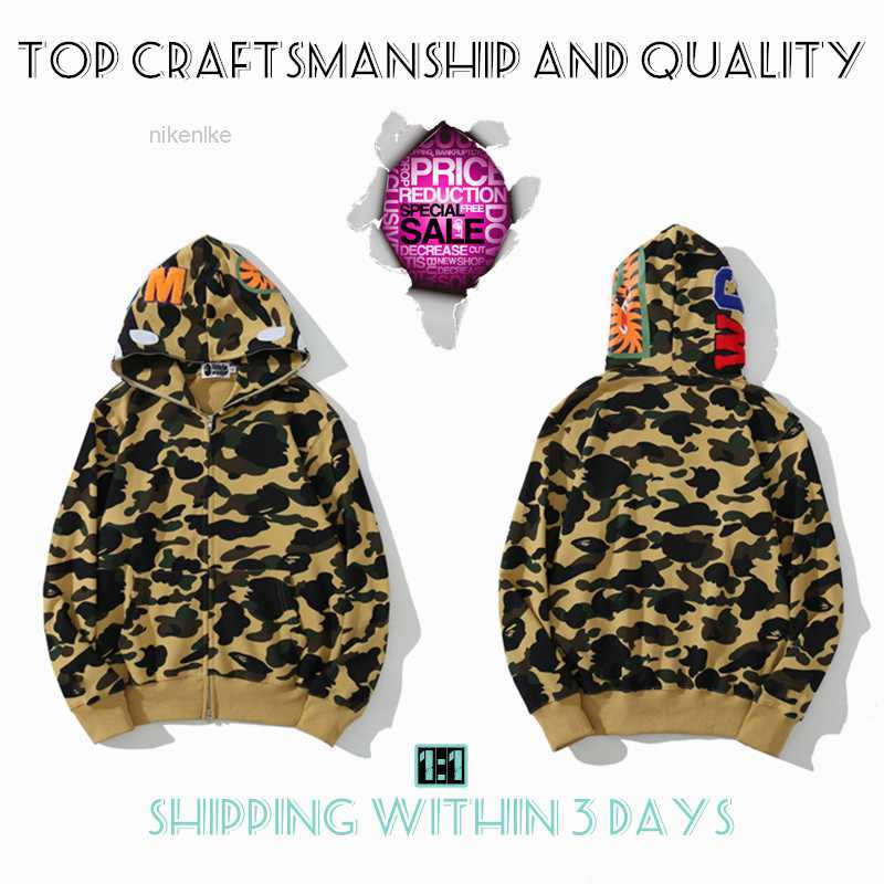 

Top Craftsmanship Mens Hoodies Shark Pullover Apes Hoodie Designer Jacket Tiger Full Zip Color Harajuku Sweatshirt Fashion Co-branding Camouflage Ape Hoodyskq16a, No.17