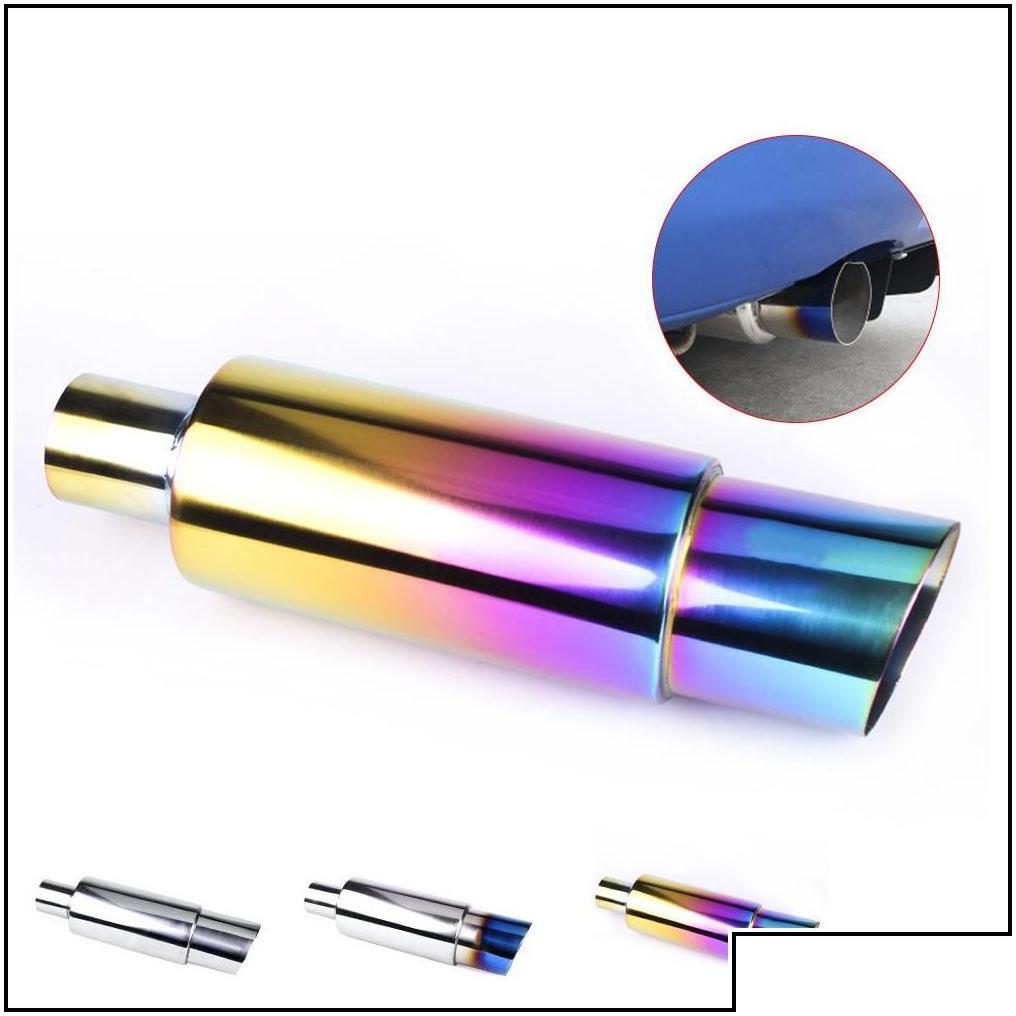 muffler car exhaust mufflers grilled neo chrome 304 stainless steel pipe racing muffler tip rscr1002nm blue drop delivery 2022 mobi