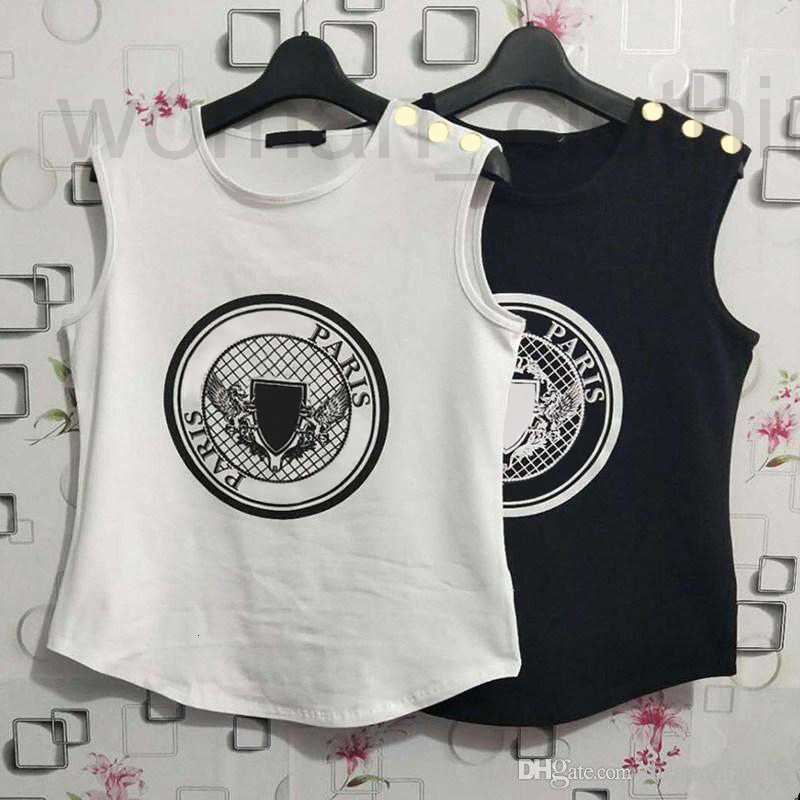 

designer Womens Designer T Shirts Summer Coin Print Sleeveless Tank Ladies High Quality Short Sleeve Letter Prints Clothing RMGN, White