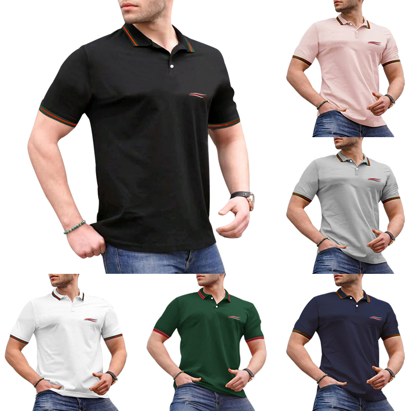 

Men's T-Shirts Summer French Paris designer men's T-shirt Wave stand collar spring trend short-sleeved men's clothing, Photo style and color2
