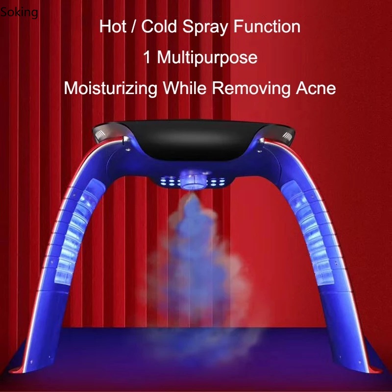 LED PDT Hot And Cold Light Sprayer Face Steaming Blue Atomization Photodynamic Photon PDT Light Facial Rejuvenation Far Infrared Skin Care Dynami-image-789621560