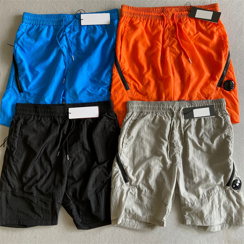 

One Lens Track Short Men Sweatpants Nylon Ccp Swim Shorts Zip pocket Breathable Quick Drying Outdoor Mens Shorts Summer Streetwear, Gray