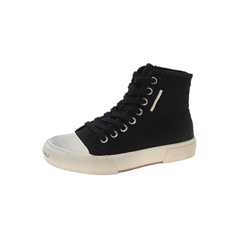 

boots summer new Paris couple high-top old canvas shoes women's lace-up sports casual shoes half drag small dirty shoes, Red