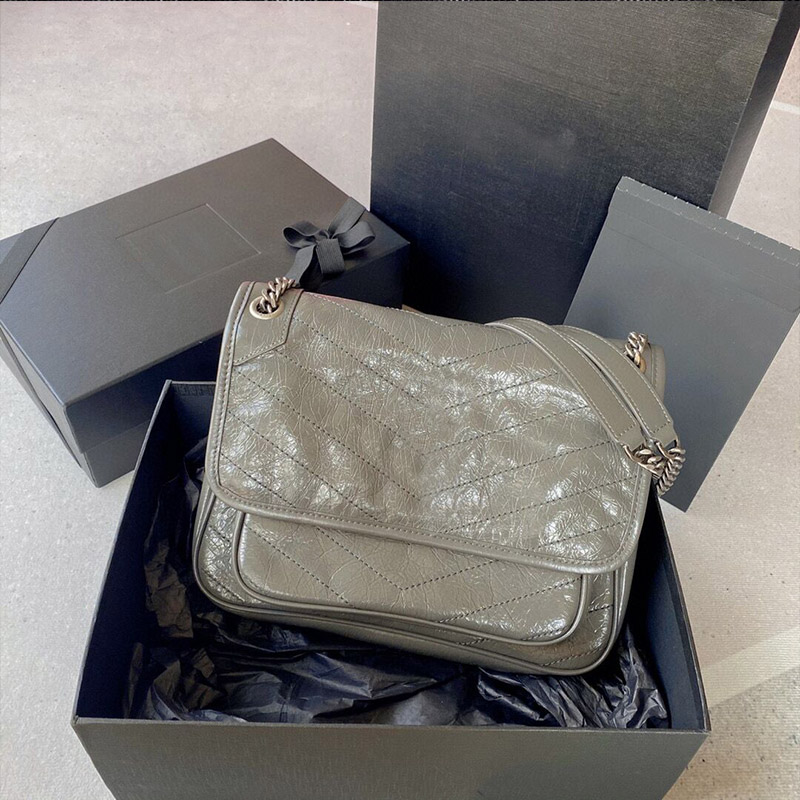 

niki Bags, handbags, wandering bags, 2023 new autumn and winter leather retro large-capacity chain bag shoulder slung messenger bag Original cowhide, Orange