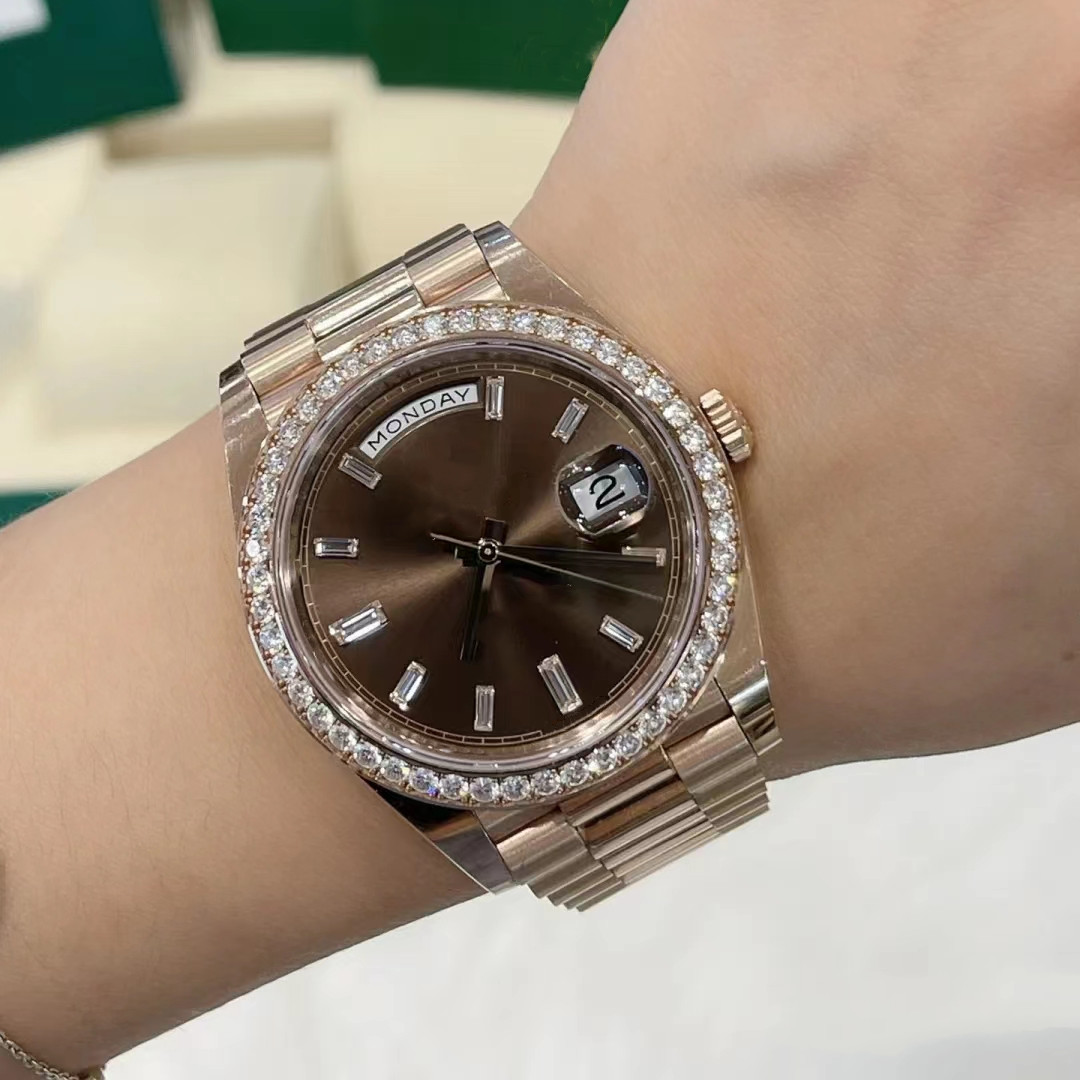 

Men's watch Cal.2823 40MM strap adjustable waterproof 50M M228239 rose gold diamond brown dial mechanical automatic designer gift belt original box, Tool