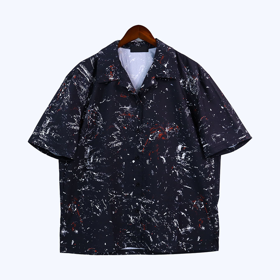 

Summer Tees Short Sleeve Hawaii Shirts Mens Printed Lapel Shirt Polos Tops Casual Clothes Tshirts, Black