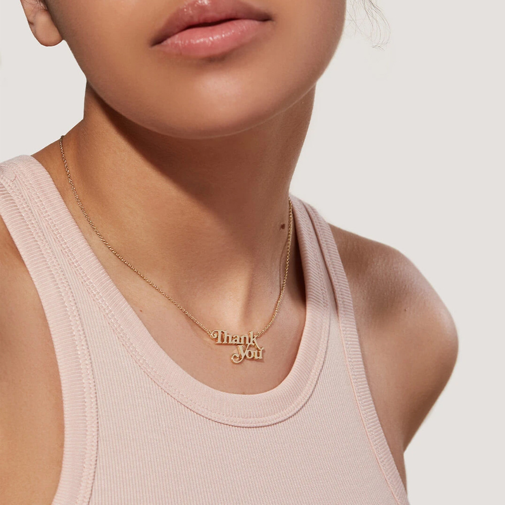 

Dainty Personalized Choker Mama Necklace Stainless Steel Sister Hope Dream Brooklyn Smile Thank You Link Chain Necklaces