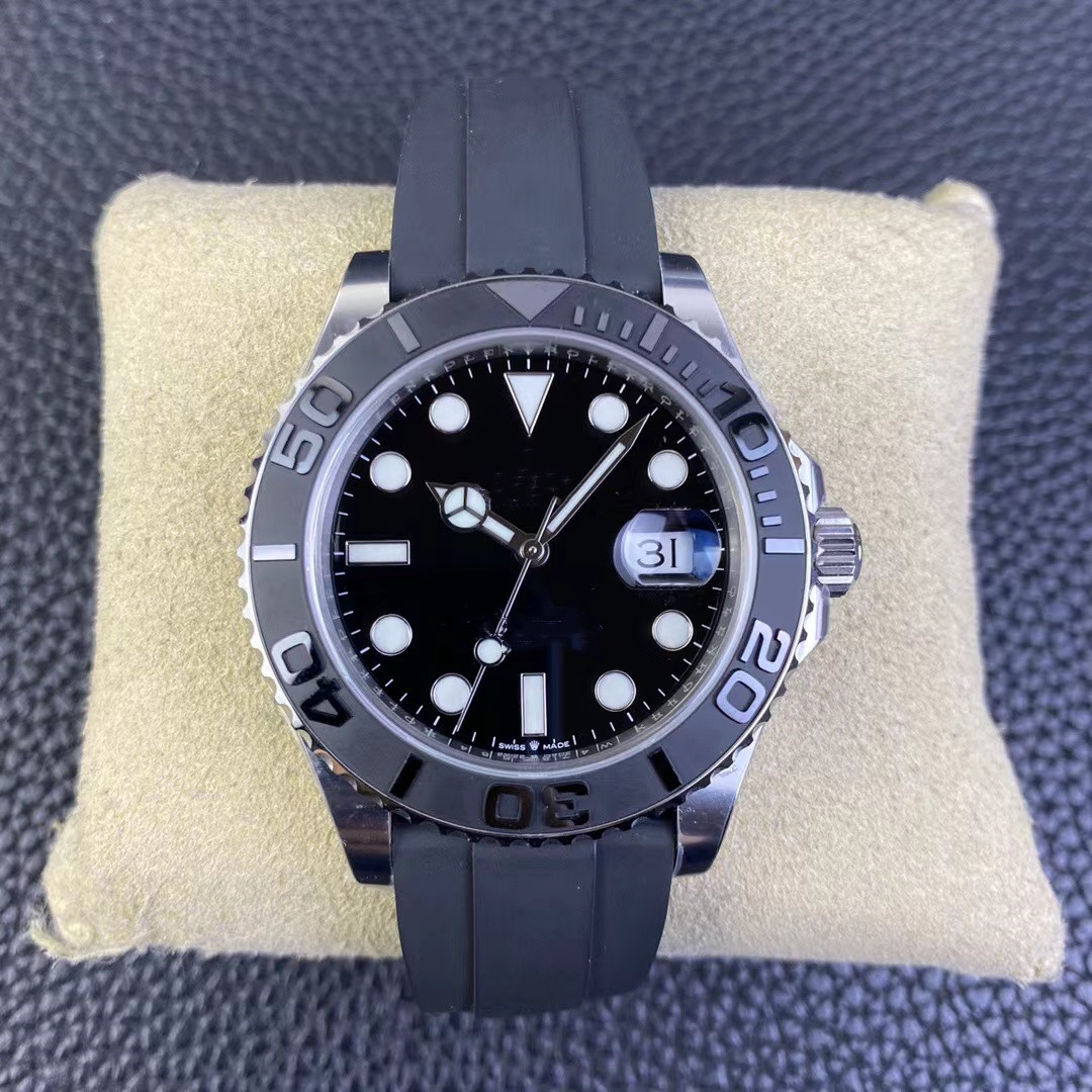 

clean Factory 226659 Watch diameter 42mm with 3235 movement Sapphire Mirror special treatment ceramic ring natural rubber strap, As shown