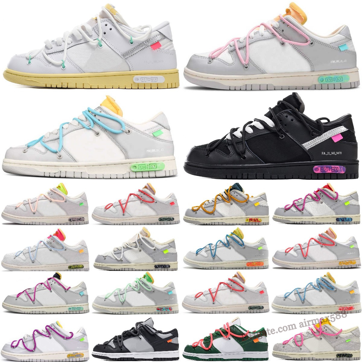 

Designer OW Men Women Running Sports Shoes NO.1-50 Lot The Offs White of 50 Sb Dunks Low Skate University Blue Fragment Skate Platform Shoe, No03