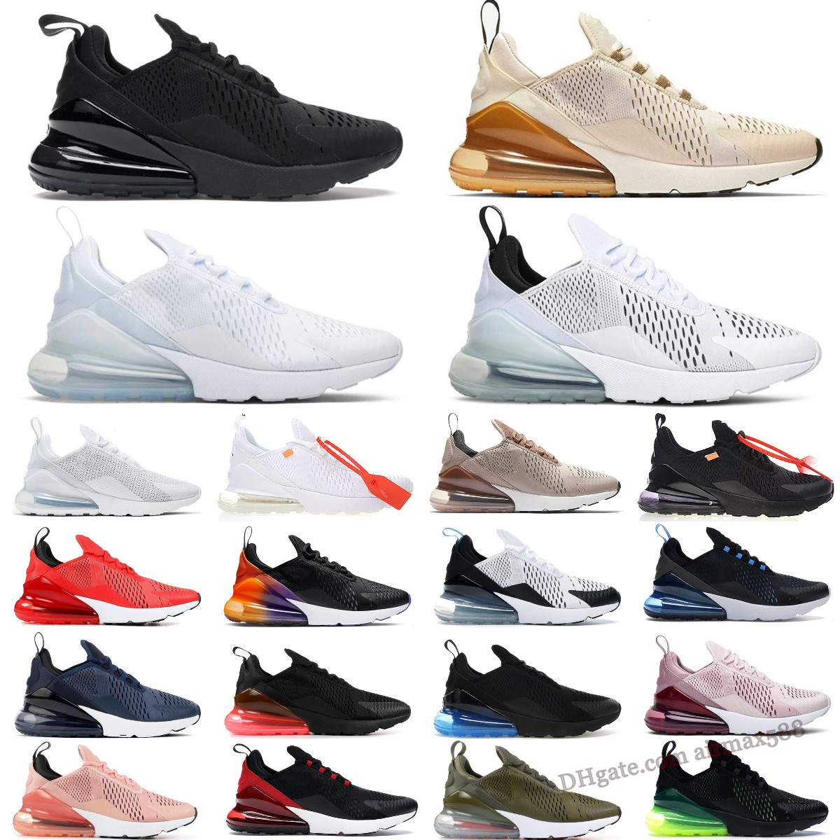

2023 with box air Sports 270 Running Shoes Triple Black White University Red Barely Rose New Quality Platinum Volt max 27C 270s Men Women Tennis Trainers Sneakers 36-45, Please contact us for more colors