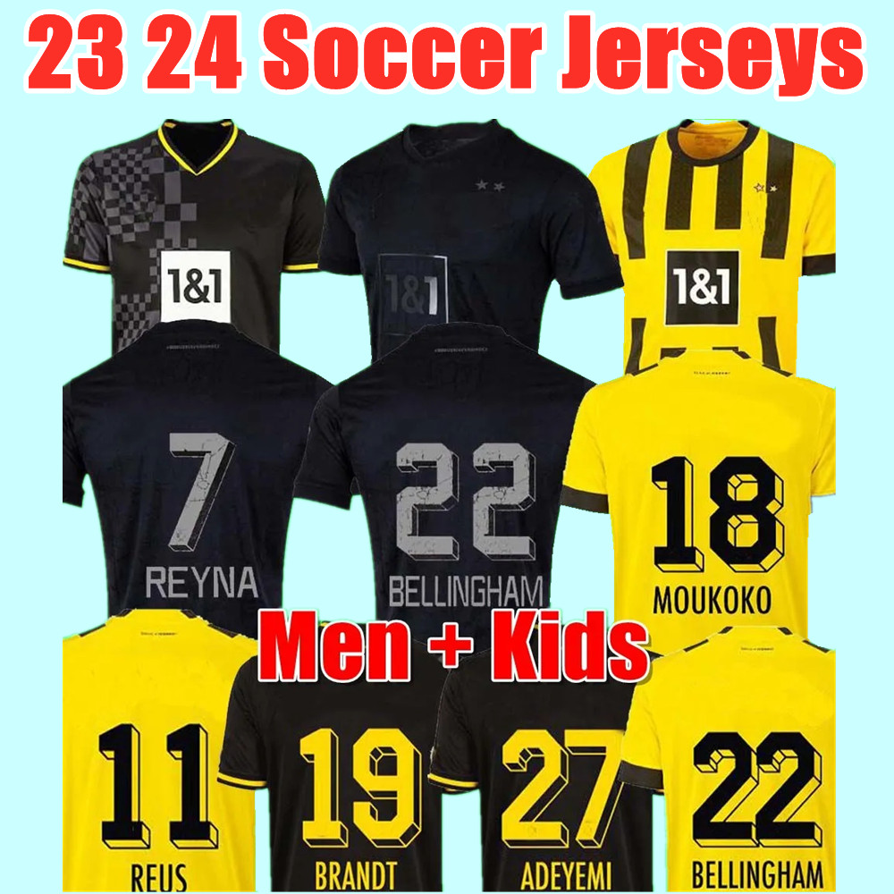 

22 23 Westfalen Dortmunds soccer jerseys All-Black Special blackout Borussia NEONGELB 2022 2023 home Football shirt REUS BELLINGHAM HUMMELS REYNA BRANDT men kids, Adult 13