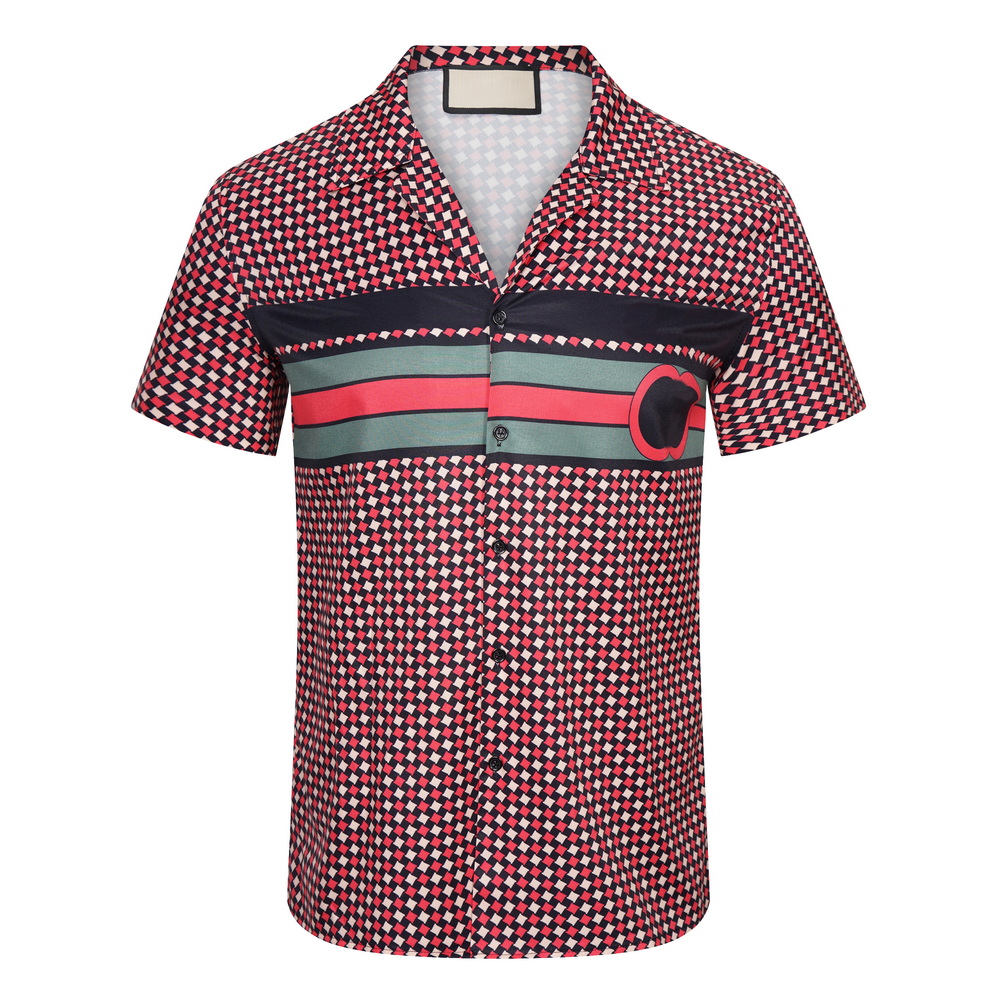 

LUXURY Designer Shirts Men's Letter V silk bowling shirt Casual Shirts Men Slim Fit Short Sleeve Dress Shirt M-3XL, Customize