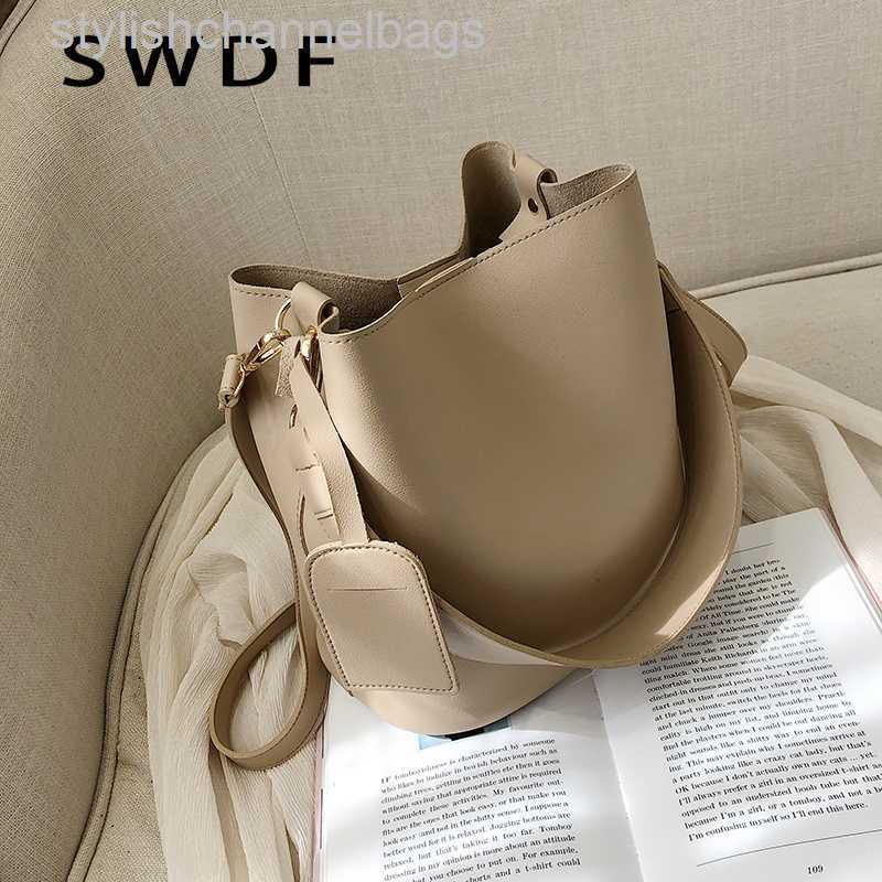 Shoulder Bags Casual Wide Strap Buckets Bag Designer Women Shoulder Bags Luxury Pu Crossbody Bag Large Capacity Messenger Bag Simply Purses 0223/-image-844166895