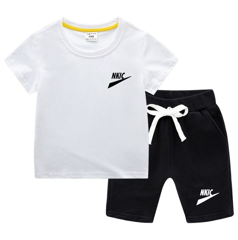 Ensemble de vêtements pour bébés garçons et filles, T-Shirt à manches courtes imprimé avec LOGO de marque, 2 pièces, survêtement d'été, nouvelle