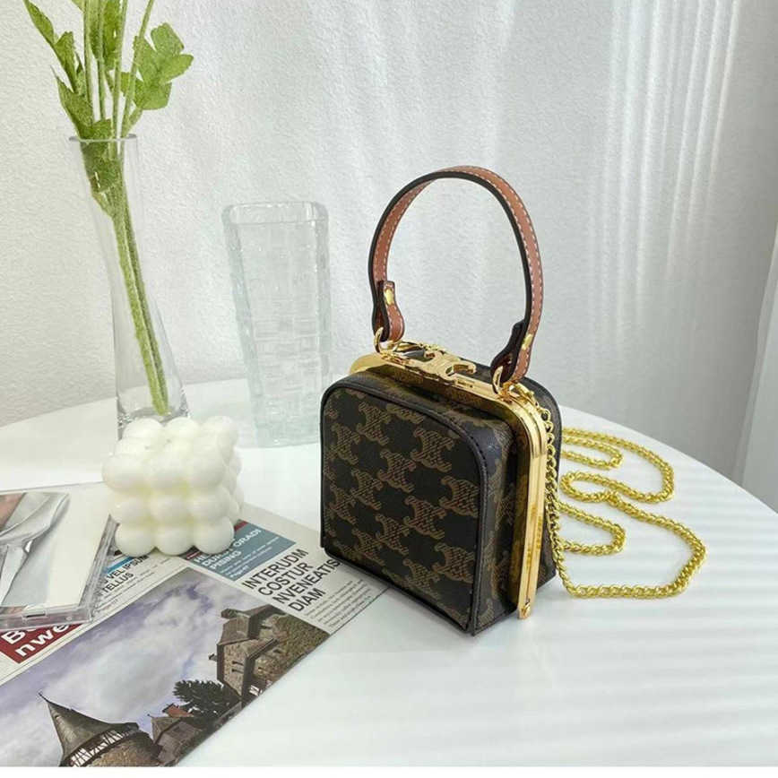 

1pcs Bags For Women 49%off Leather women's bag leather mini shoulder chain red purse Messenger Handbags Female Fashion, Old flower brown