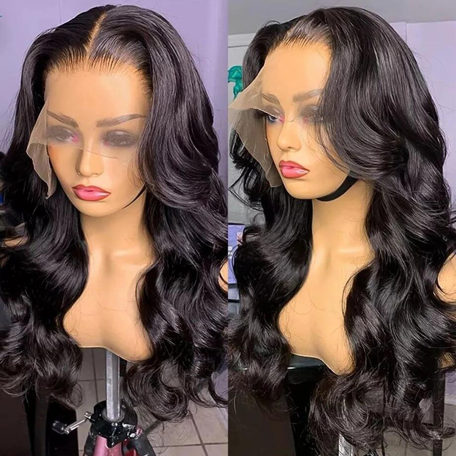 

Cheap Hd Lace Frontal Wig Pre Plucked Body Wave Lace Front Wig 250 Density Brazilian Lace Closure Wig Human Hair Wigs Remy, Black