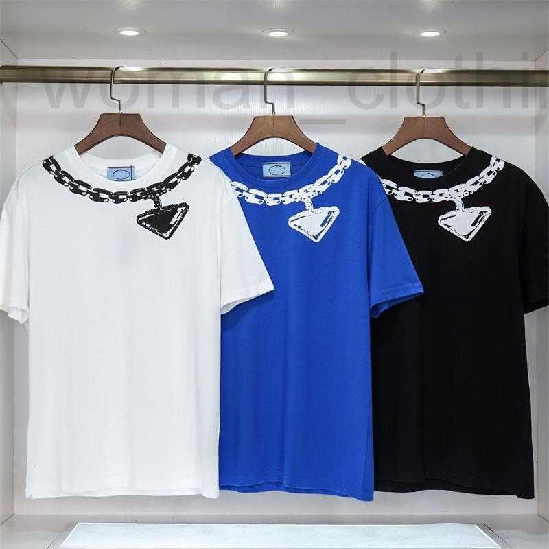 

designer Spring/Summer/Summer 2023 New Chain Letter Print Round Neck T-shirt Men' and Women' Cotton Short Sleeve Loose Pullover CBFG, White