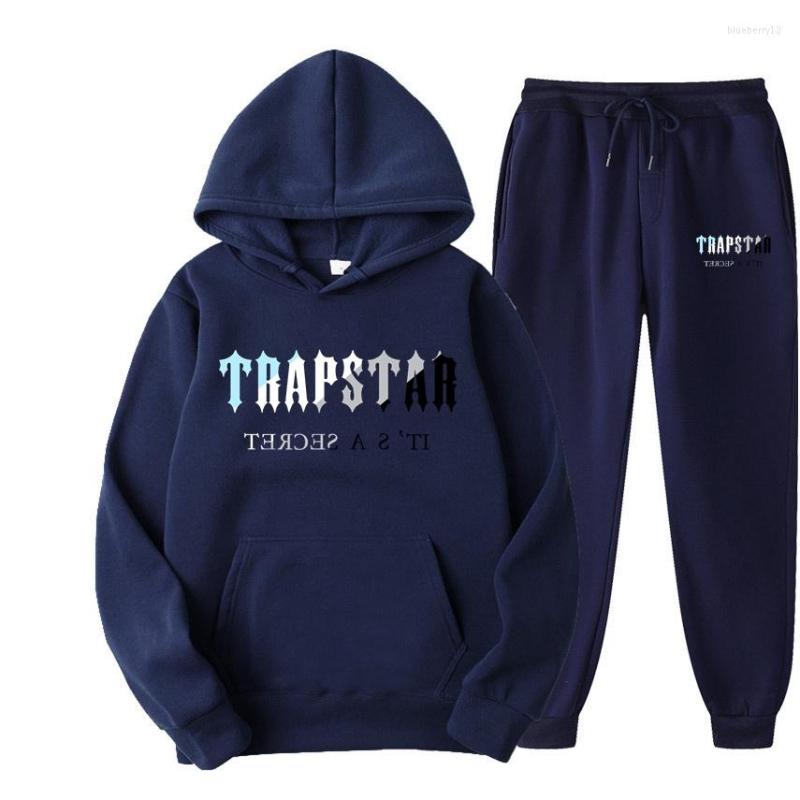 

Men' Tracksuits Trapstar Printed Sportswear Men 16 Colors Warm Two Pieces Set Loose Hoodie Sweatshirt Pants Jogging, White