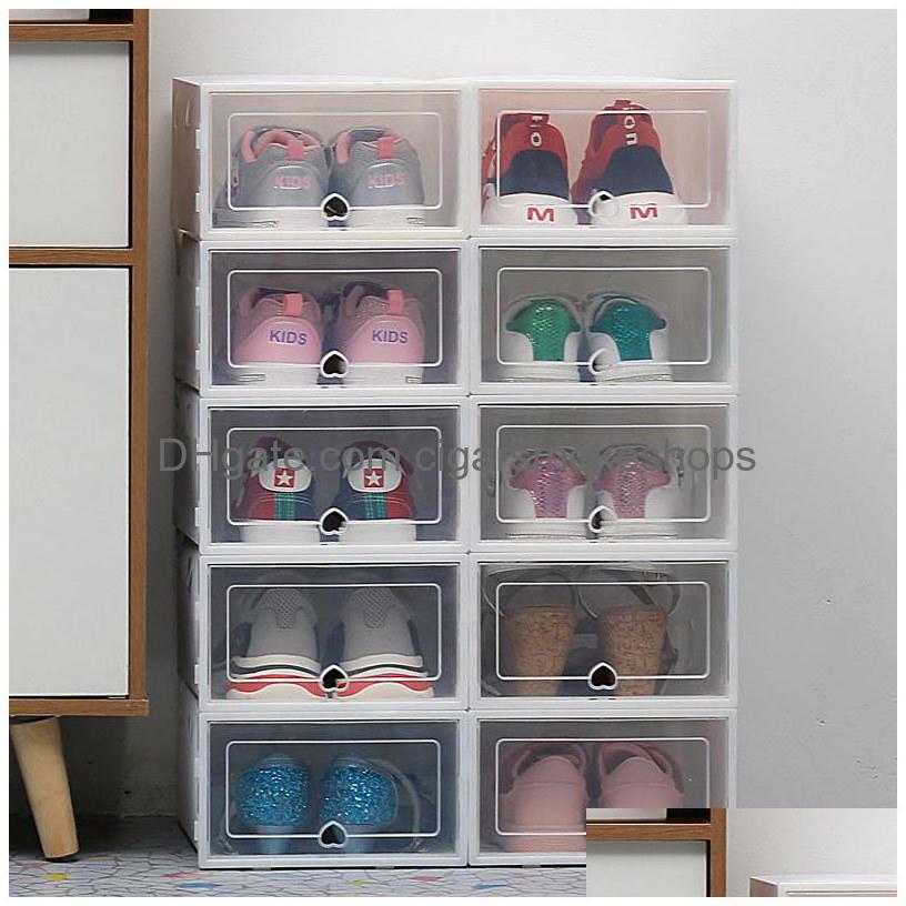 

Storage Boxes Bins 6Pc Transparent Thickened Dustproof Shoes Organizer Box Can Be Superimposed Combination Shoe Cabinet Q1130 Drop Ot4Ym, Sky blue