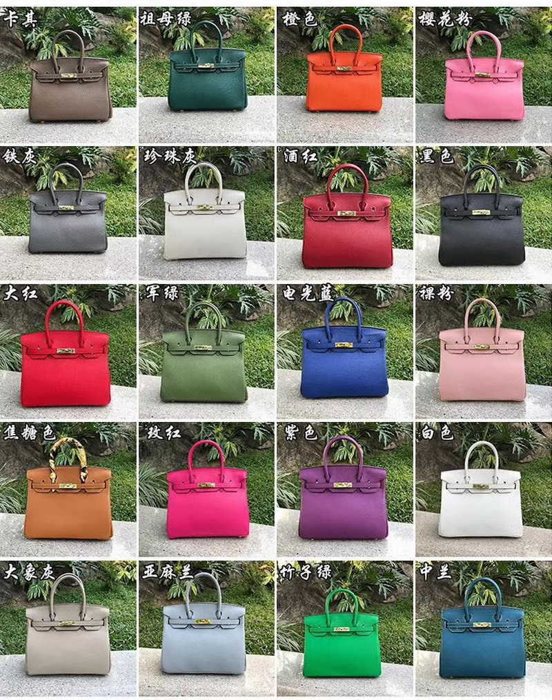 

Herme Birkin Bags 2022 new h family classic fashion women's top layer leather handbag shoulder bag gold buckle Ayw, Elephant grey