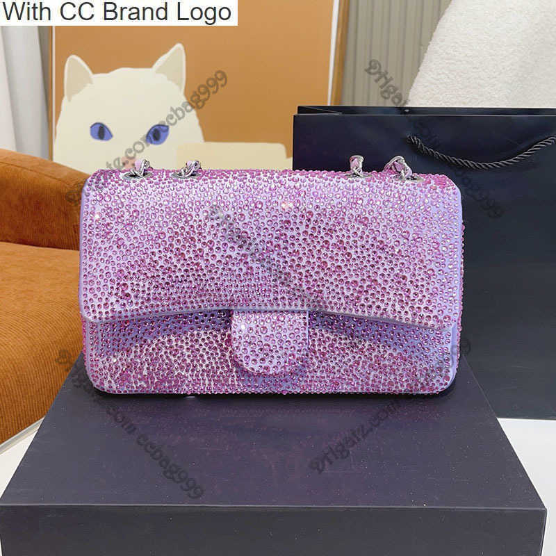 

CC Shoulder Bags Glitter Womens Flap Classic Handbags Designer Bags Shimmer Rhinestone Strass Luxury Shoulder Pouch Silver Metal Hardware Multi Pochette Crossbo, Pink