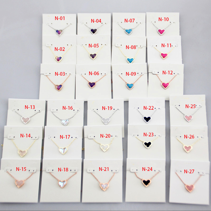 

Pendant Necklaces Necklace Heart Stone Real 18K Gold Plated Dangles Glitter Jewelries Letter Gift With free dust bag