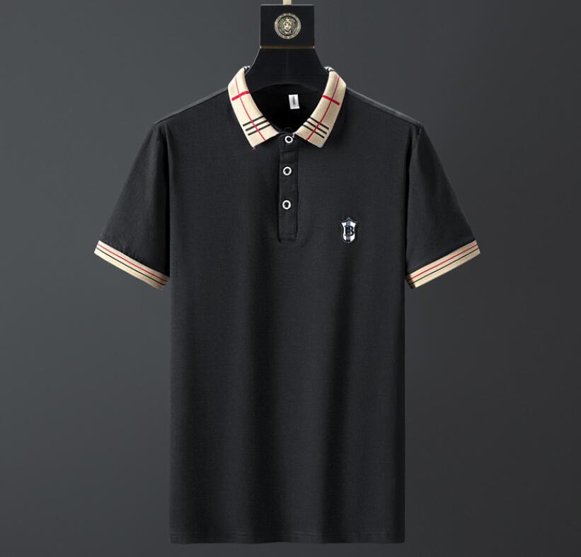 

Cotton Brand Polo Shirts Men' Letter Embroidery Clothing Summer Plaid Lapel Patchwork Tops Short Sleeve Casual Luxury Clothes, 04