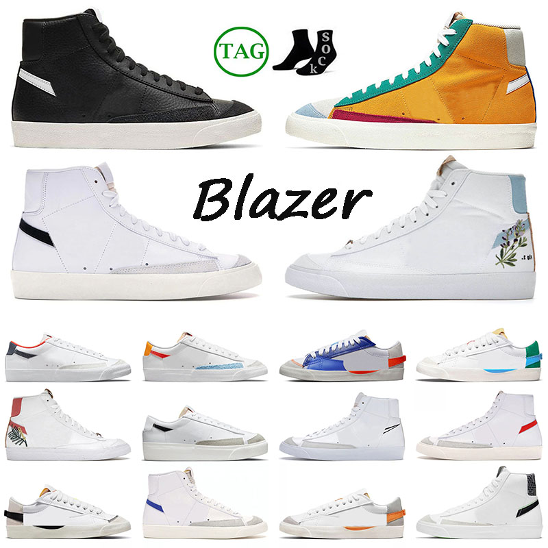 

2023 Blazer Mid 77 Vintage Casual Shoes Blazers Low Men Women High Vintage White Black Indigo Dark Sapphire Blue Pine Green University Blue Mens Trainers Sneakers, Jumbo sail glaze powder