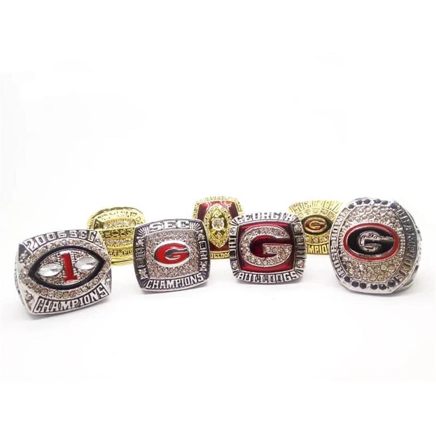 

Georgia Bulldog alloy diamond championship ring men's size 11 7 pieces set315h