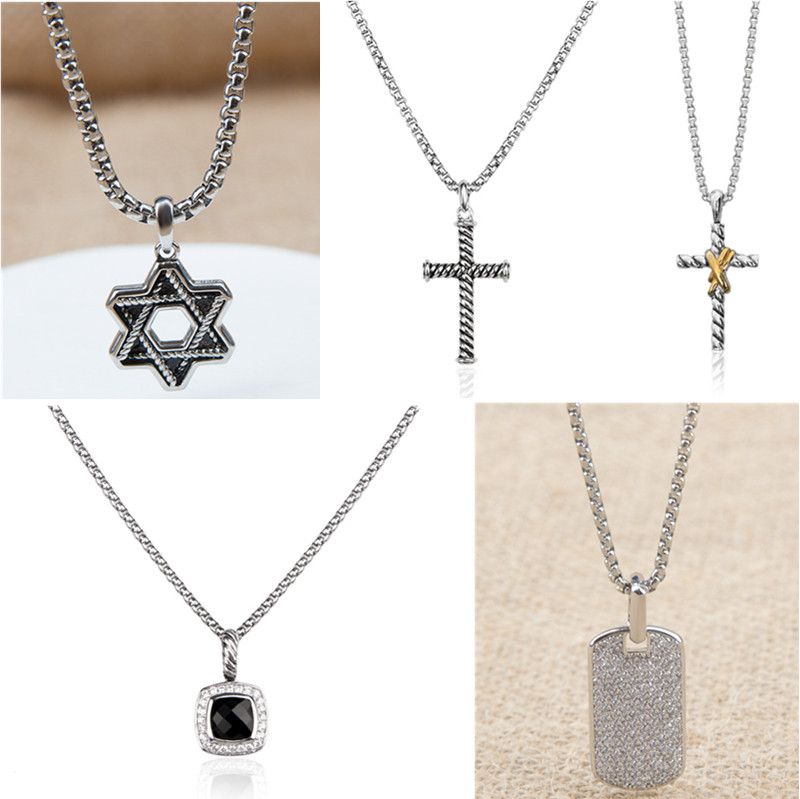 

Black Cross Dy Pendant Necklaces Garnet Agate Diamond Man Cuban Chain Designer Necklace Jewelry Women Amethyst Engagement Gift