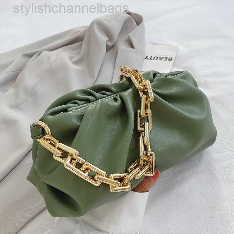 

Totes SWDF Day Clutch Thick Gold Chains Dumpling Clip Purse Bag Women Cloud Underarm Shoulder Bag Pleated Designer Pouch Totes Handbag 0223/23, Blue