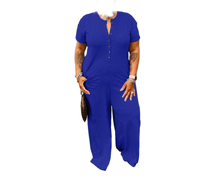 

Plus size women's fashion casual button jumpsuit fat woman, Customize