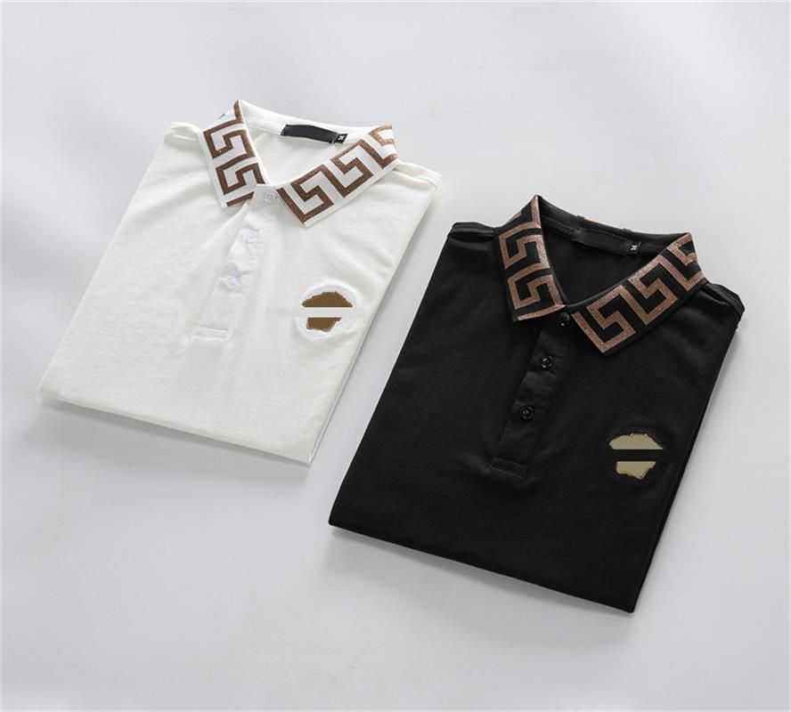 

mens women designer polos Double letter Water color print casual high quality fashion men wild top Blue CoffeeM-3XL, White