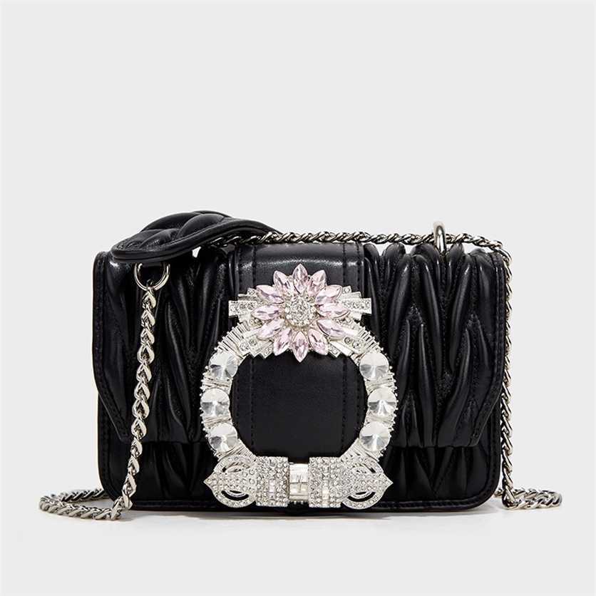 

New Arrival Women Bags Fashion women's pleated chain versatile messenger bag 66%off Crossbody Bag Designer Handbags, Black