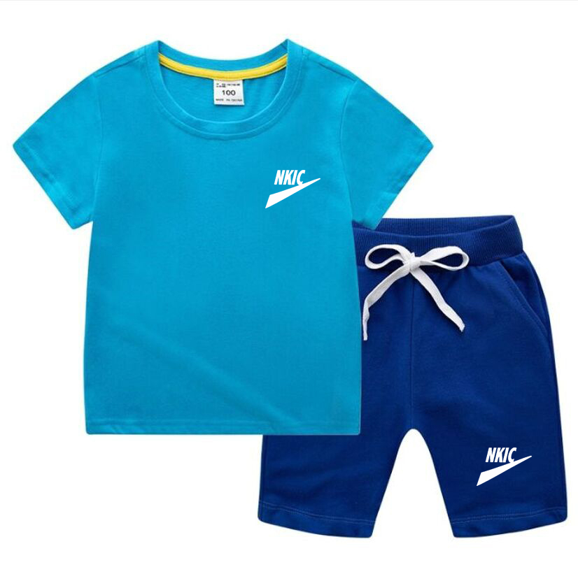 Kids Baby Boys Girls Clothes Set Children Brand LOGO Print Short Sleeve T-Shirt 2Pcs Summer Tracksuit Outfit-image-844160138