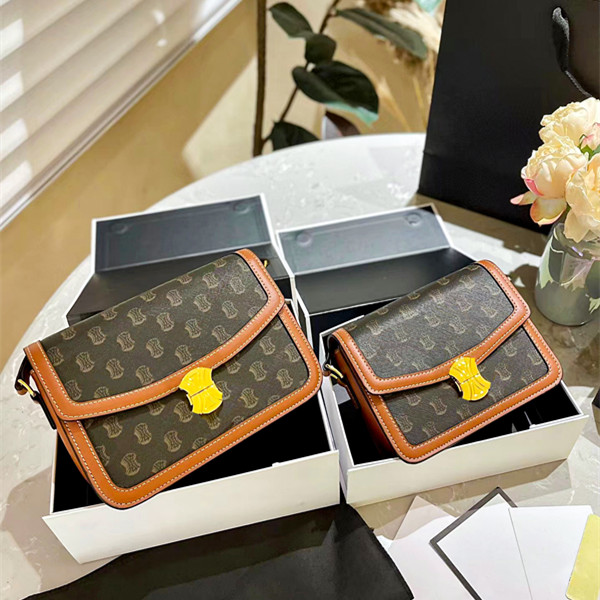 Multifunction teen triomphe square bag Designer Luxury Women's mens purse wallet celins handbag Genuine leather metal sign tote clutch flap