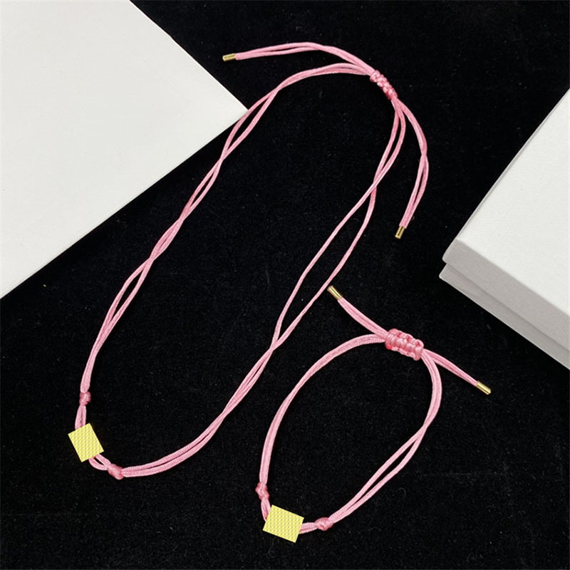 

Pink Solitaire Necklaces Women Adjustable Rope Pendant Necklaces Small Cute Bracelet for Lady